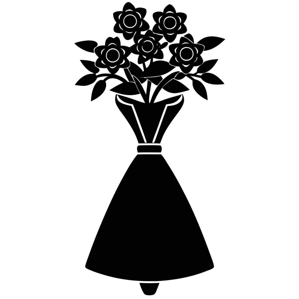 Bouquet Holder Silhouette on White Background vector