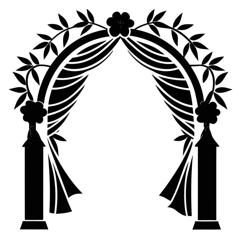 Wedding Arch Silhouette on White Background vector