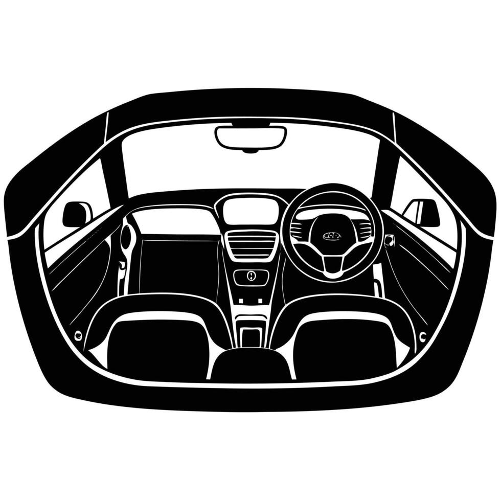 Luxury Car Interior Silhouette on White Background vector