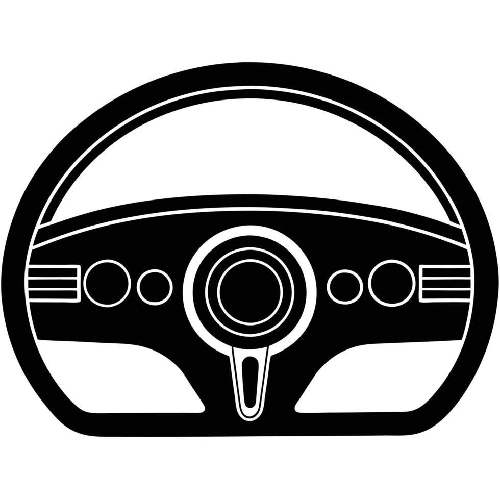 Classic Car Dashboard Silhouette on White Background vector