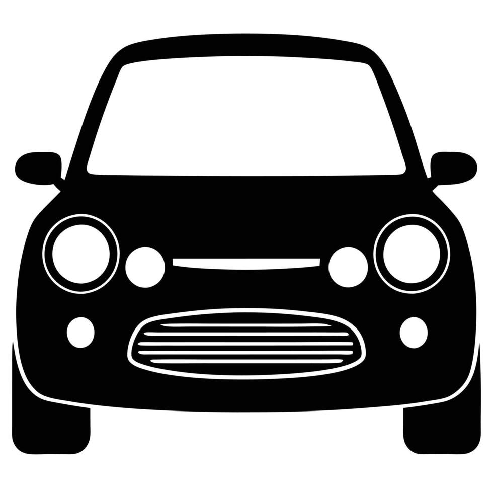 Compact Car Headlight Silhouette on White Background vector