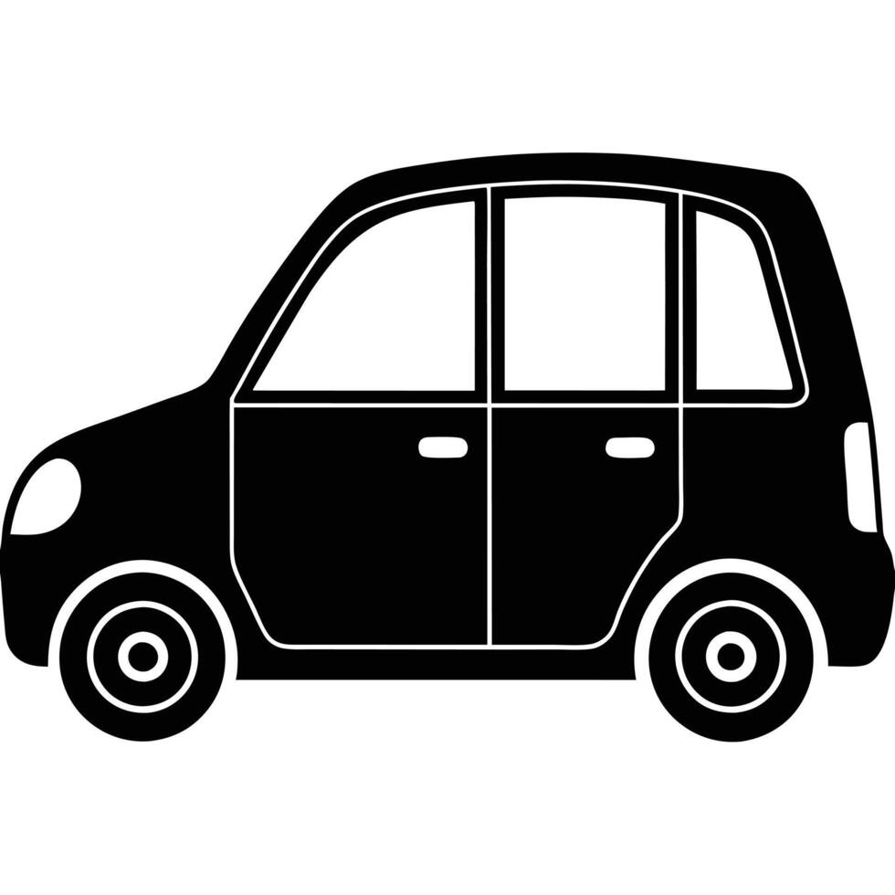 Compact Car Door Silhouette on White Background vector