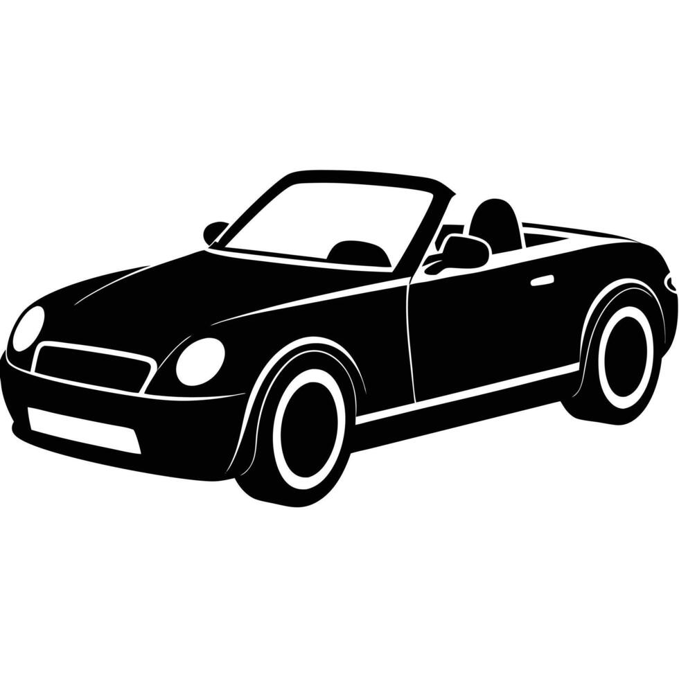 Convertible Interior Silhouette on White Background vector