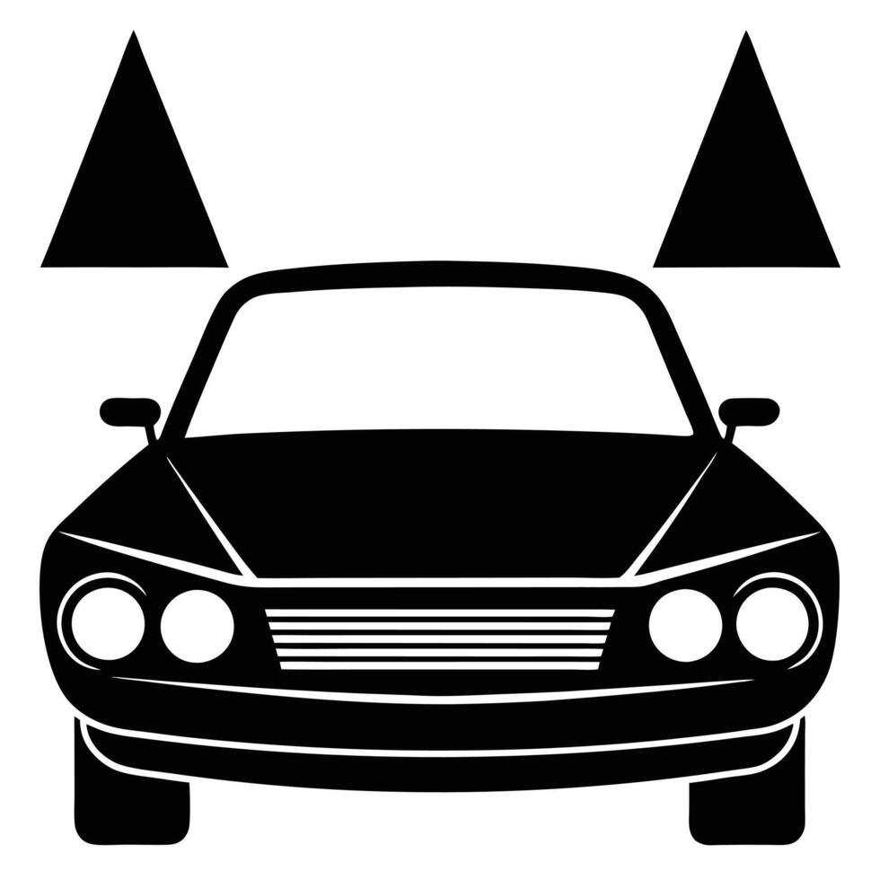 Coupe Headlight Silhouette on White Background vector