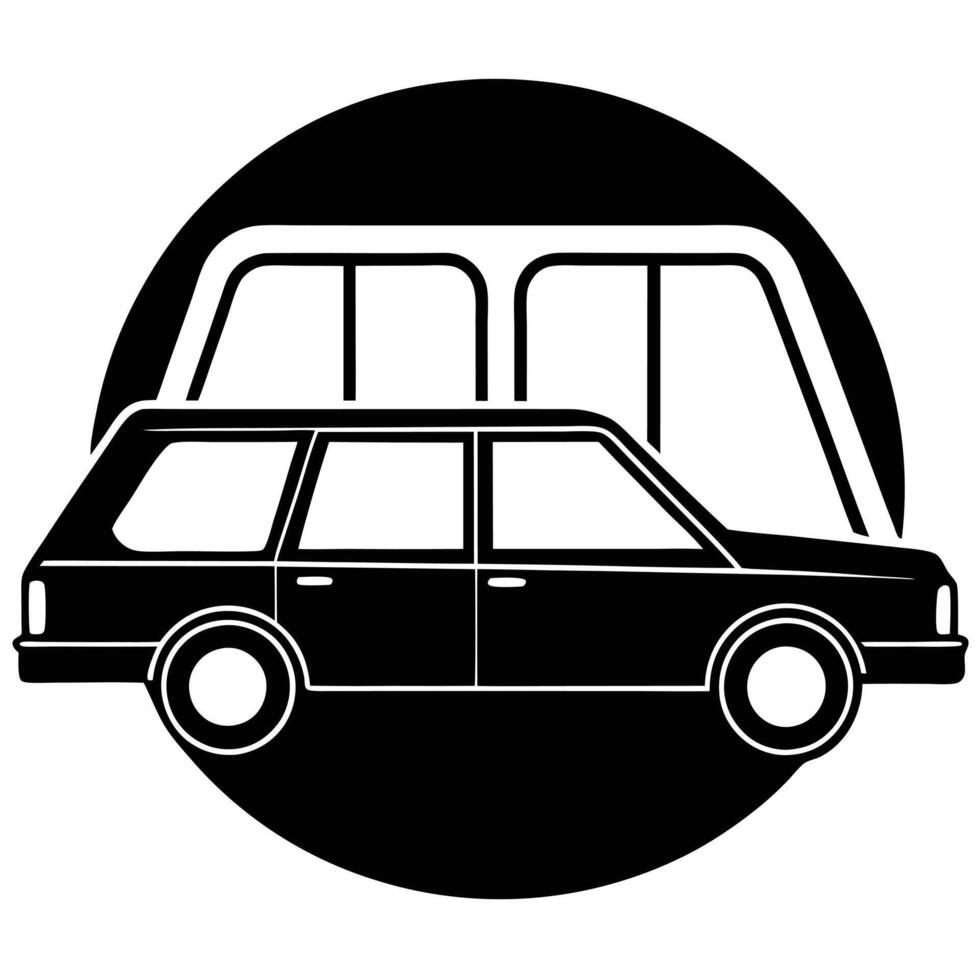 Station Wagon Window Silhouette on White Background vector