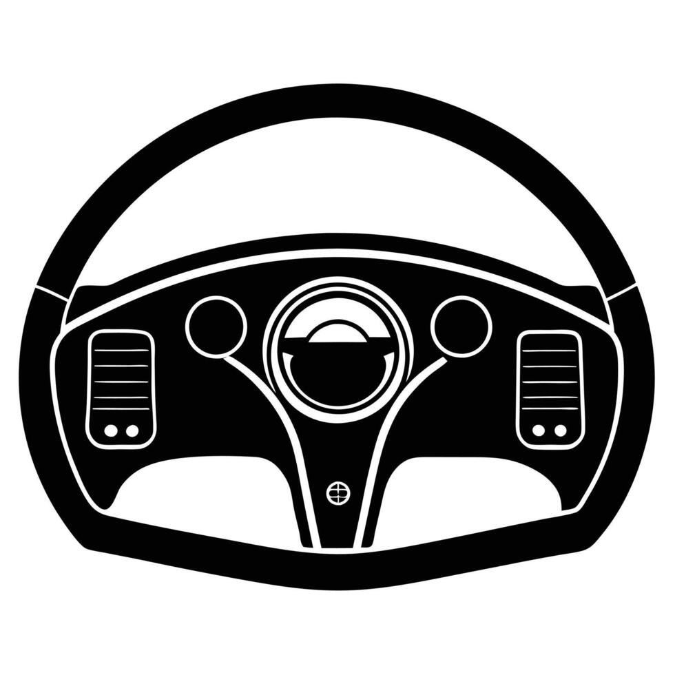 Luxury Car Dashboard Silhouette on White Background vector