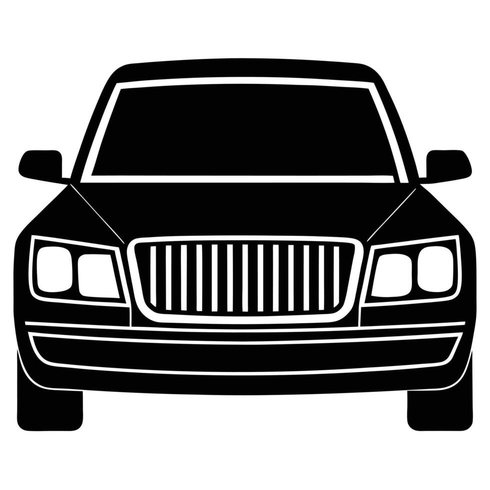 Limousine Front View Silhouette on White Background vector