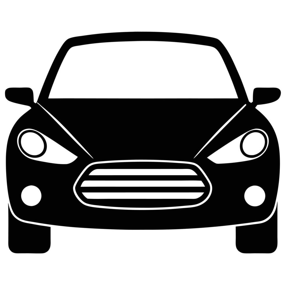 Electric Car Headlight Silhouette on White Background vector