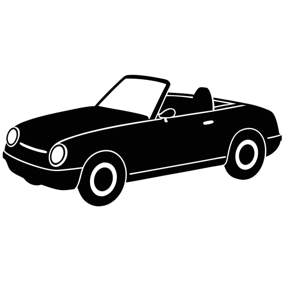 Convertible Roof Up Silhouette on White Background vector