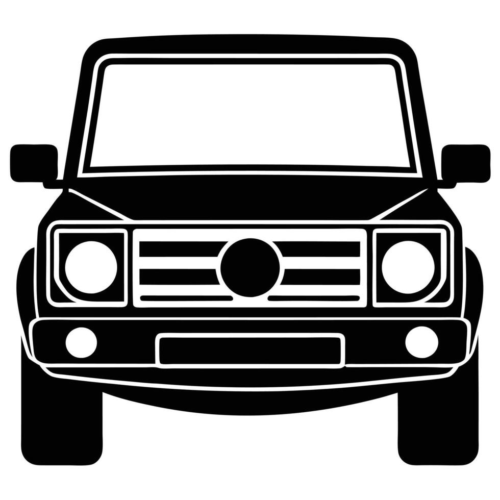 SUV Front View Silhouette on White Background vector
