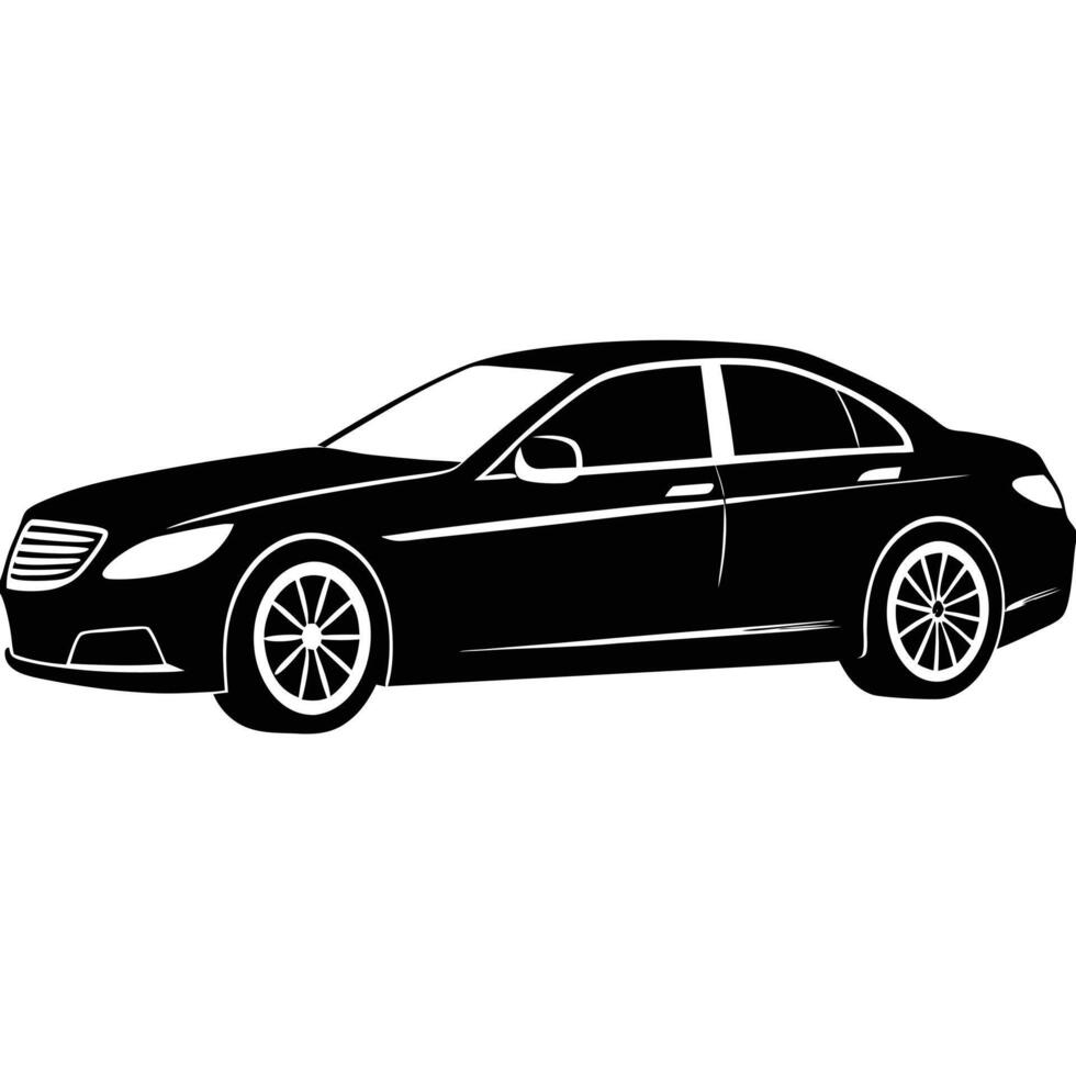 Luxury Car Side View Silhouette on White Background vector