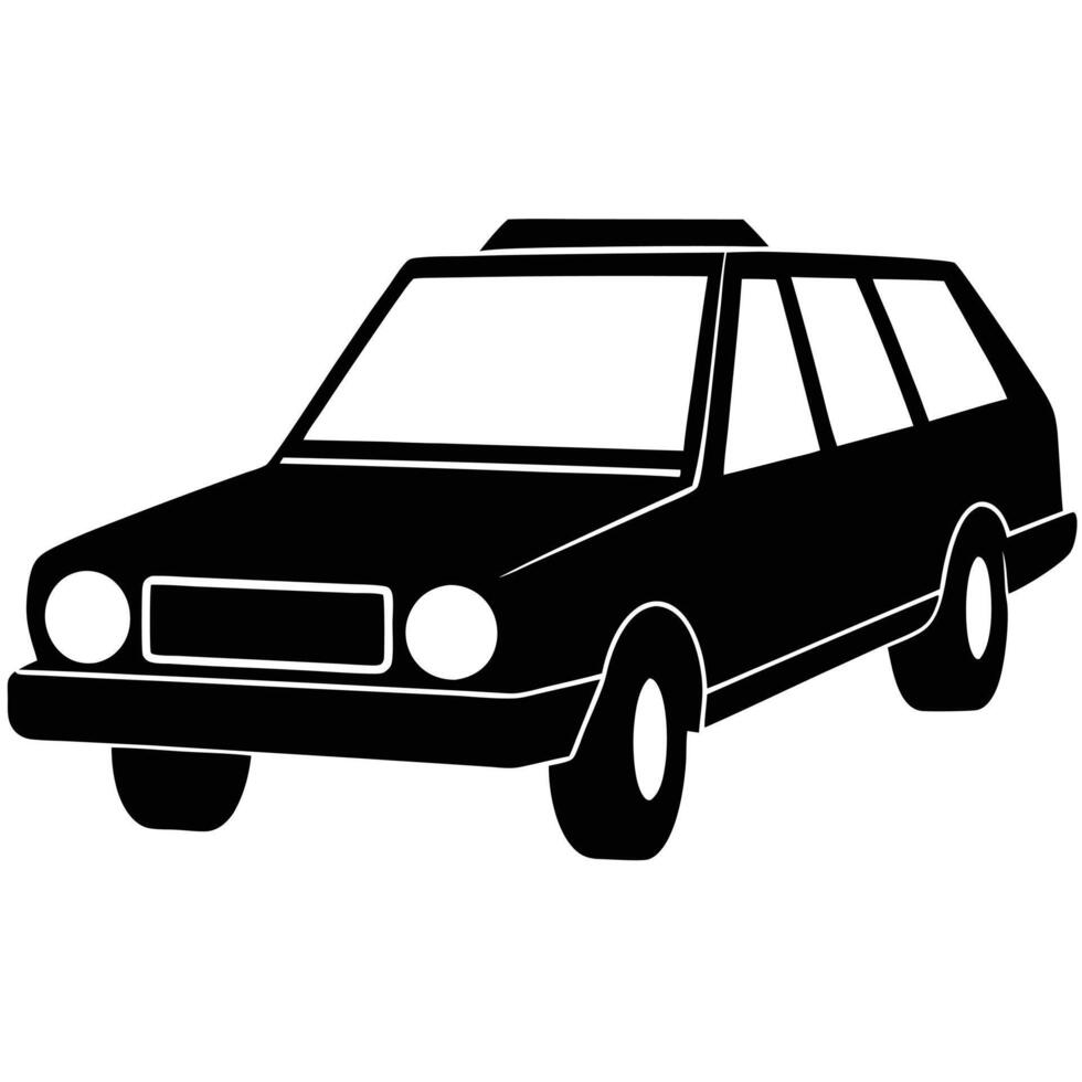 Station Wagon Headlight Silhouette on White Background vector