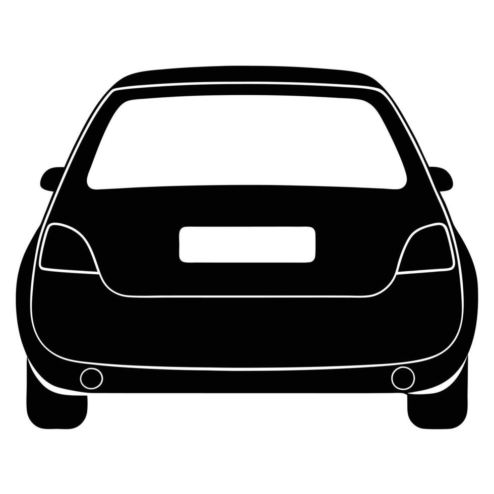 Hatchback Back View Silhouette on White Background vector