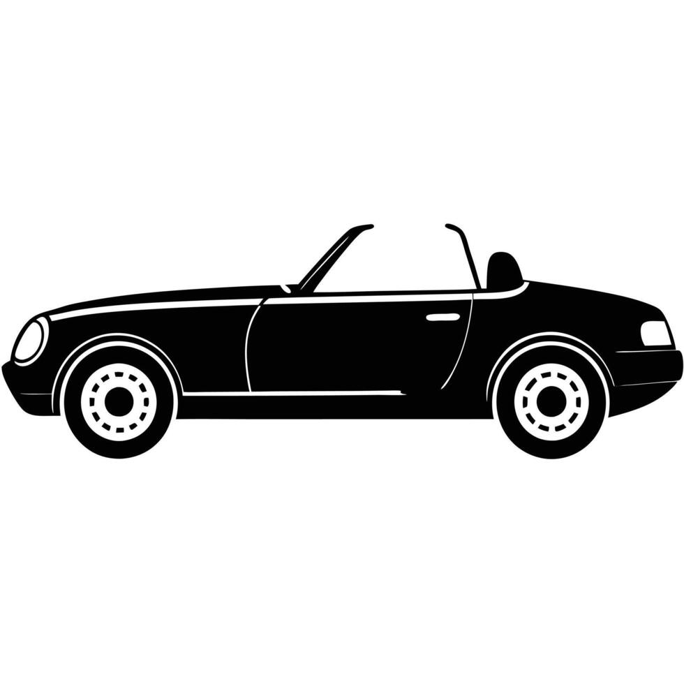 Convertible Roof Down Silhouette on White Background vector