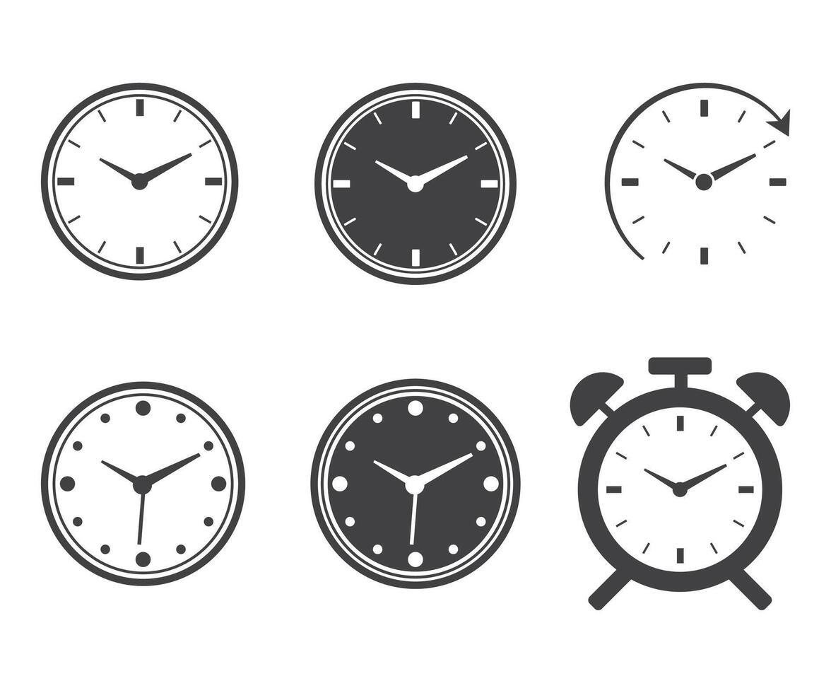 Clock icon design collection vector