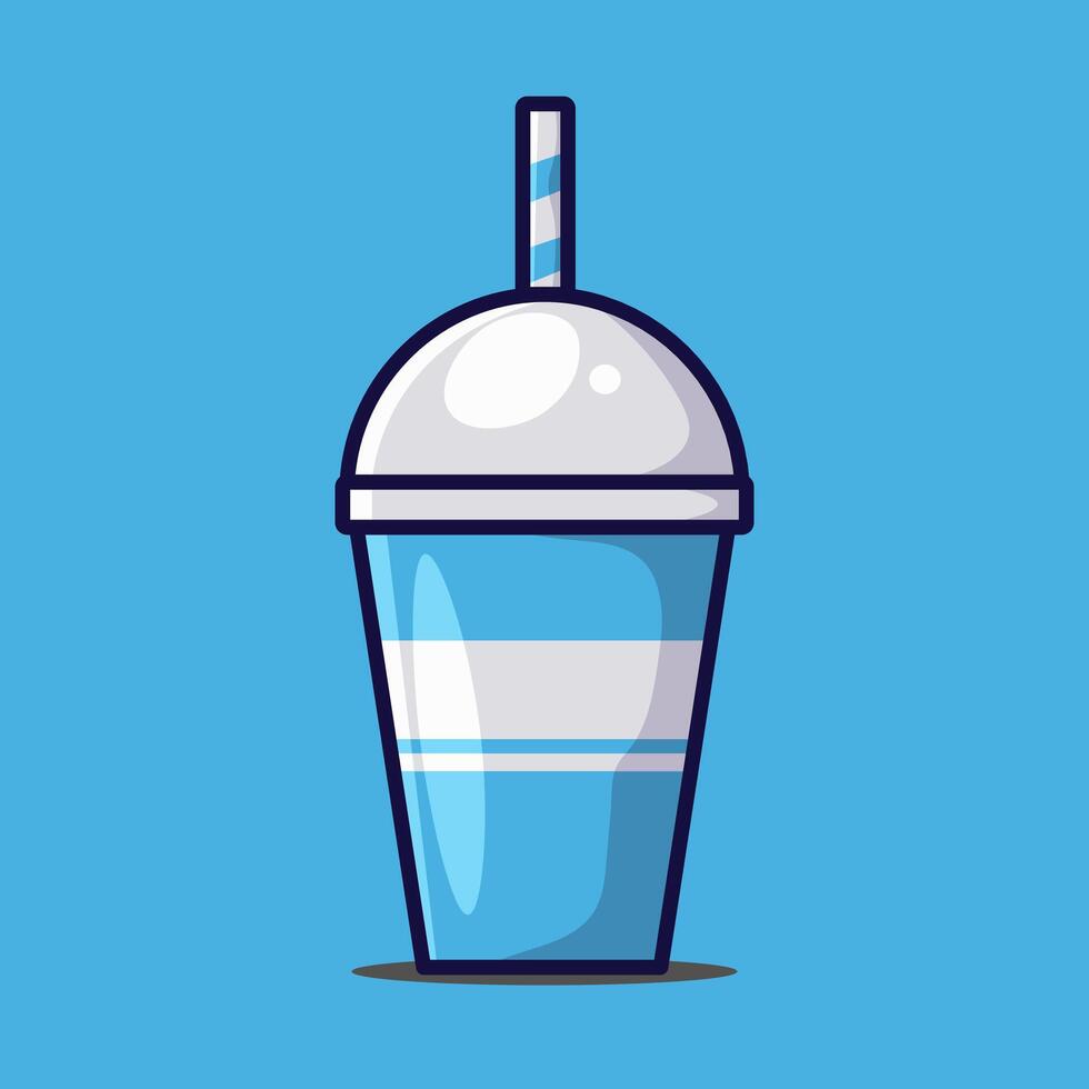 simple flat design cup juice with straw vector
