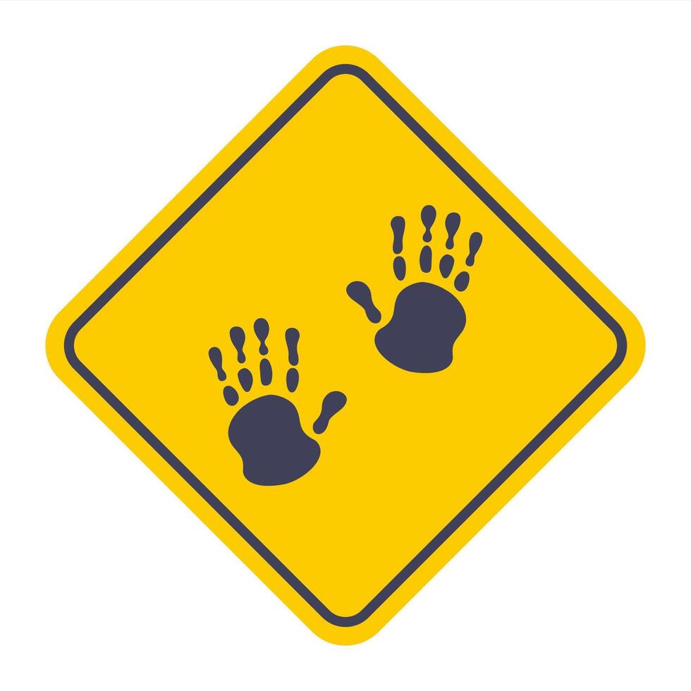 palm prints on yellow background. vector