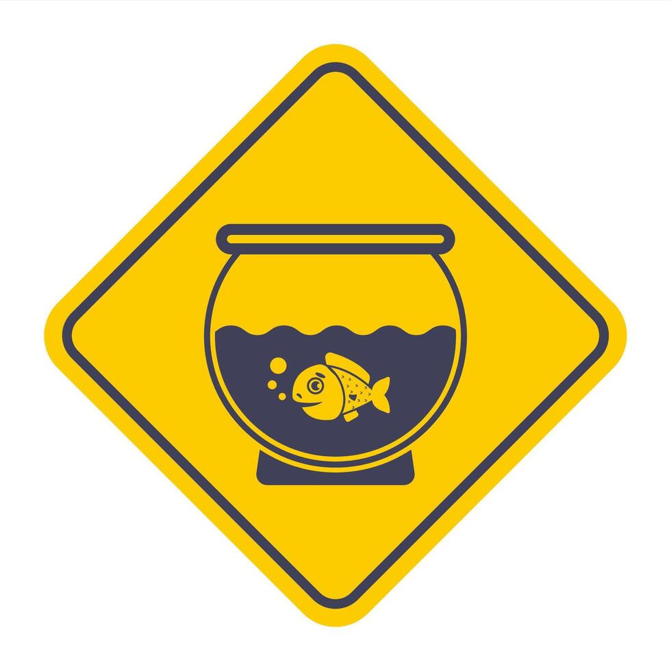 Black icon aquarium with fish. vector