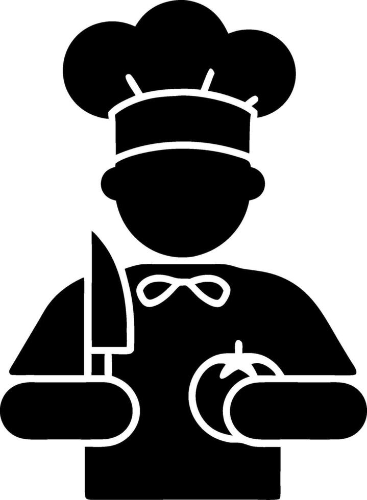 Chef with Knife and Tomato Cooking Illustration for Culinary Applications vector