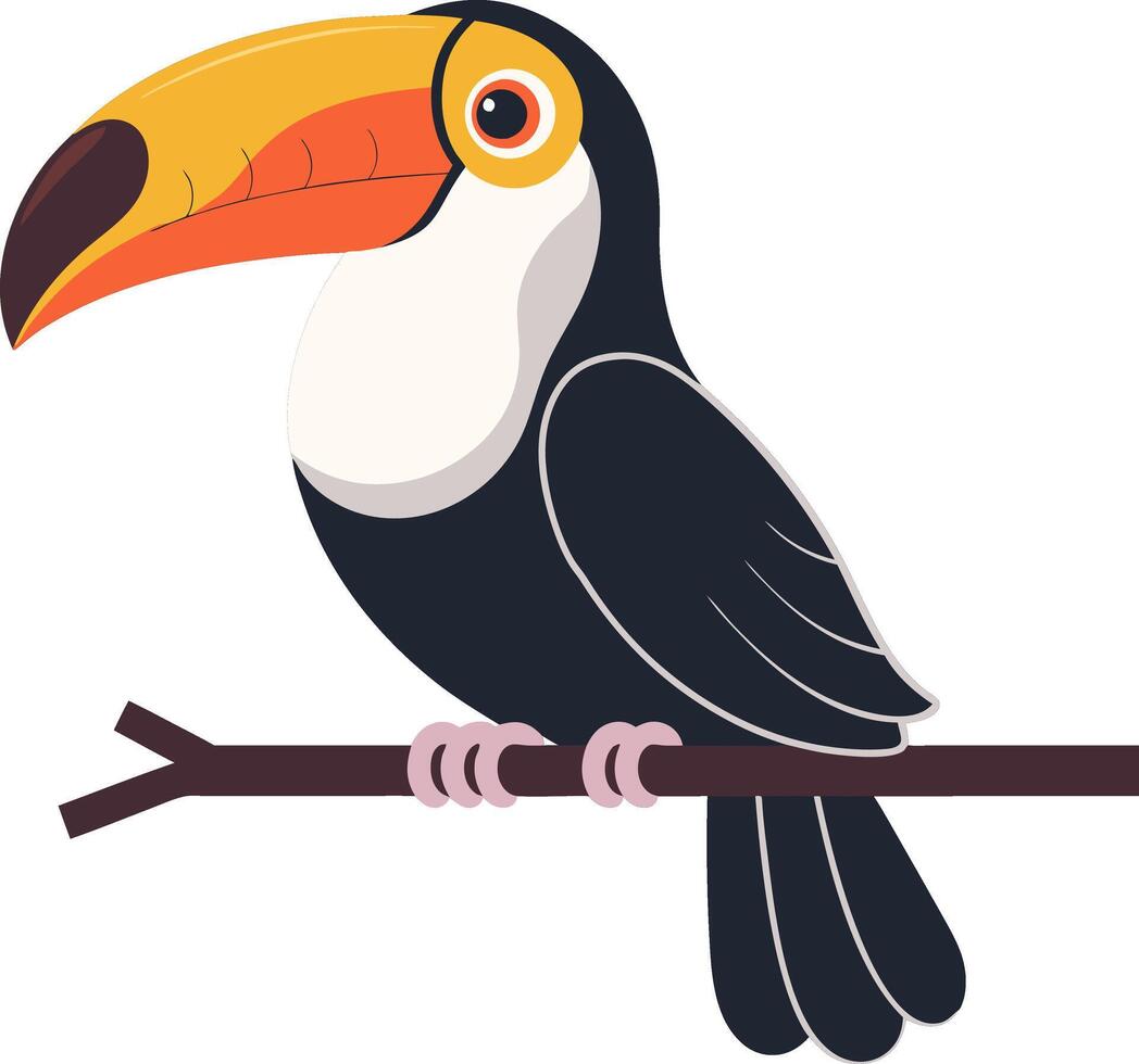 Colorful Toucan Bird Illustration on Perch for Nature and Wildlife Designs vector