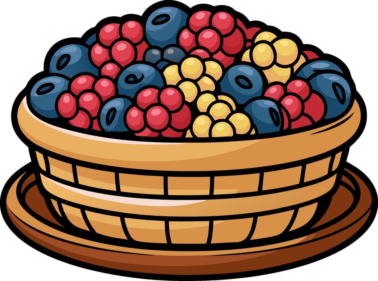 Colorful Mixed Berry Basket Illustration for Culinary and Healthy Food Concepts vector