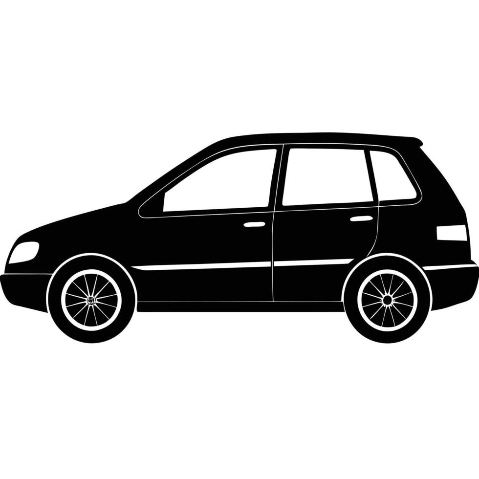 Hatchback Side View Silhouette on White Background vector