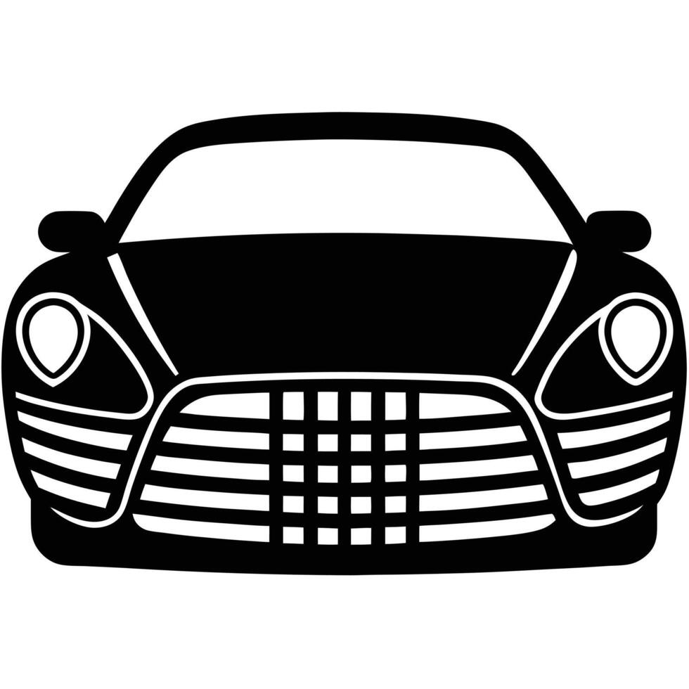 Sports Car Grill Silhouette on White Background vector