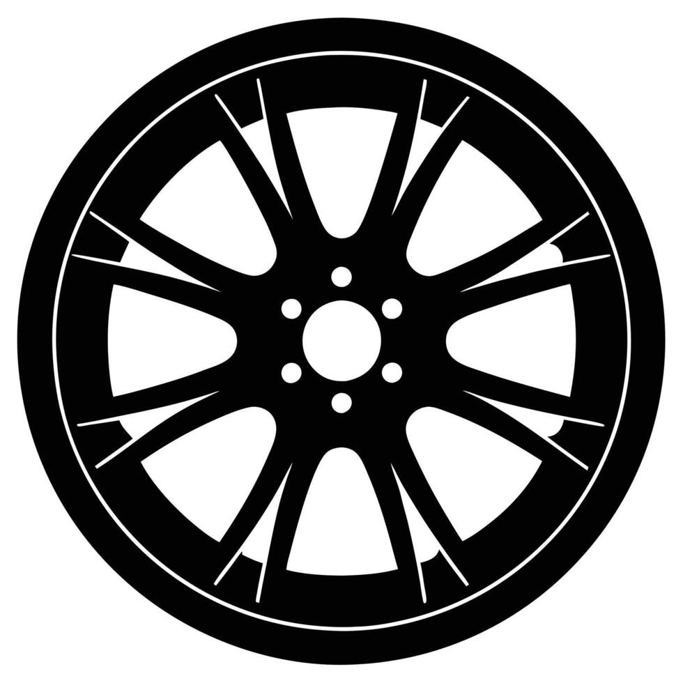 Hatchback Wheel Silhouette on White Background vector