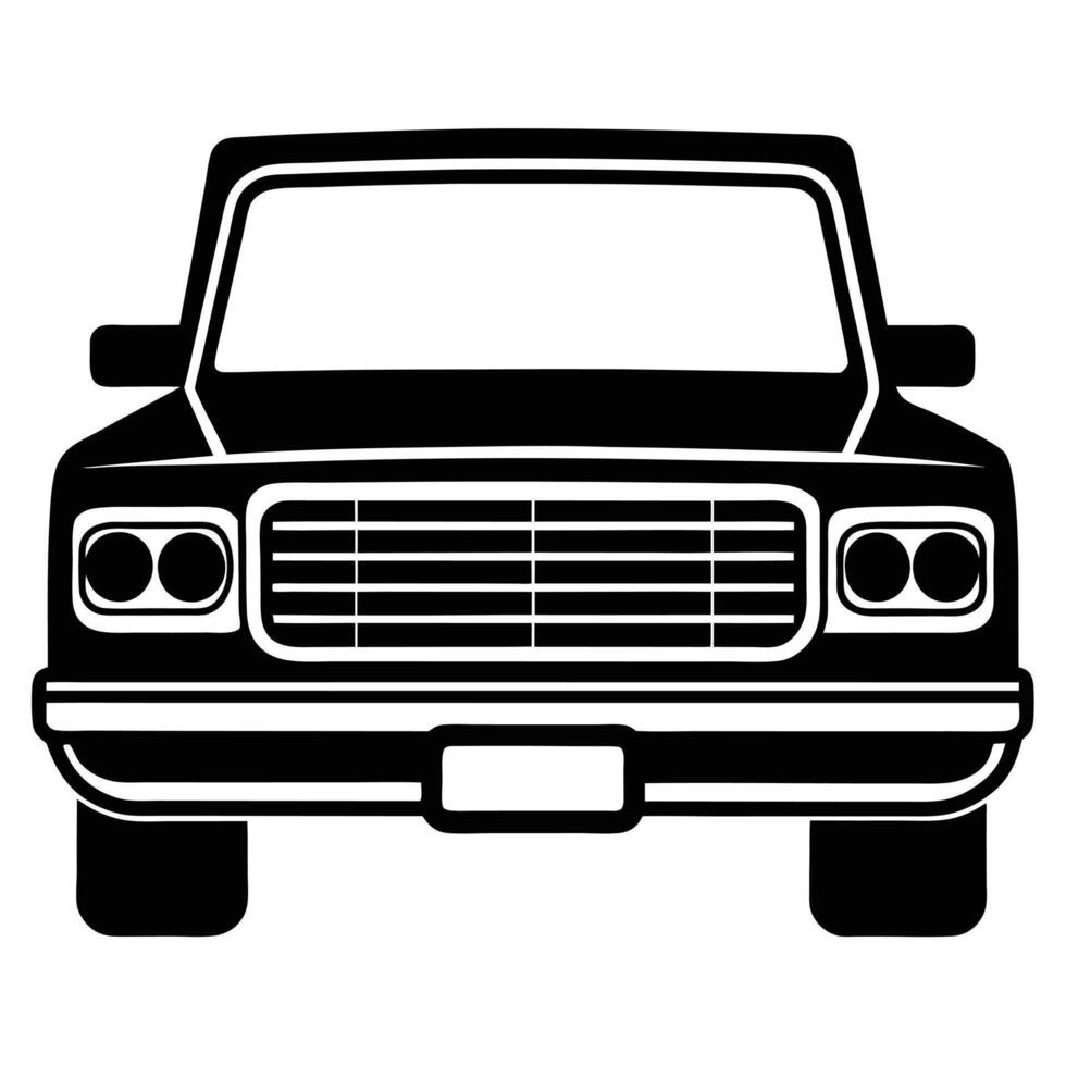 Pickup Truck Bumper Silhouette on White Background vector