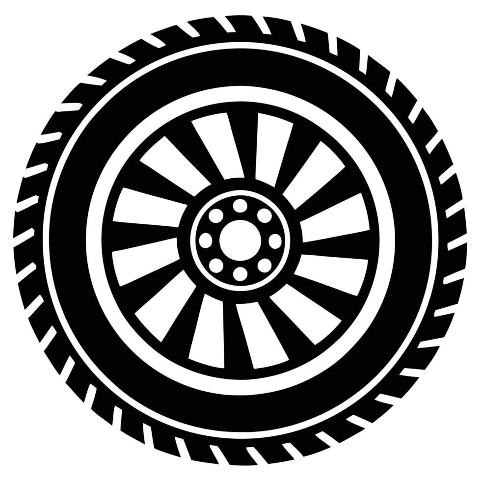 SUV Wheel Silhouette on White Background vector