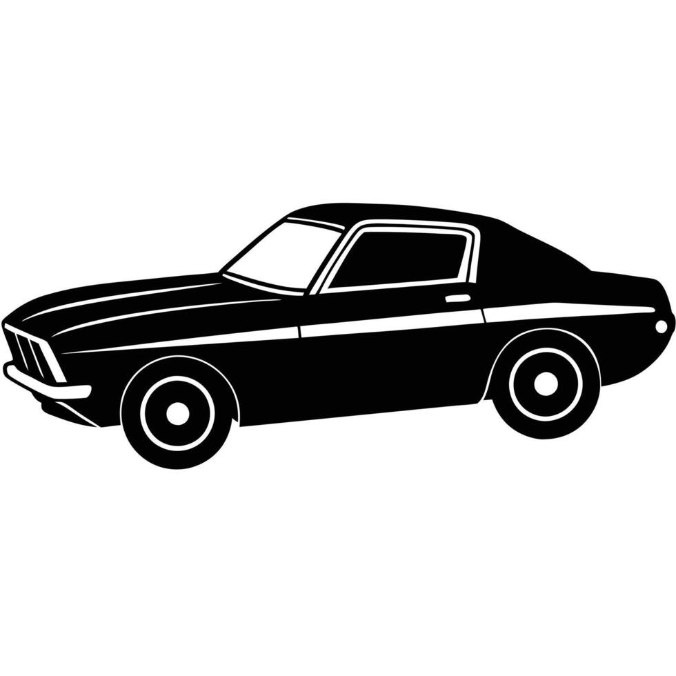 Muscule Car Spoiler Silhouette on White Background vector