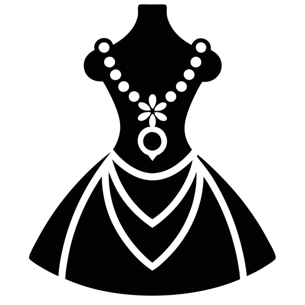 Wedding Necklace Silhouette on White Background vector