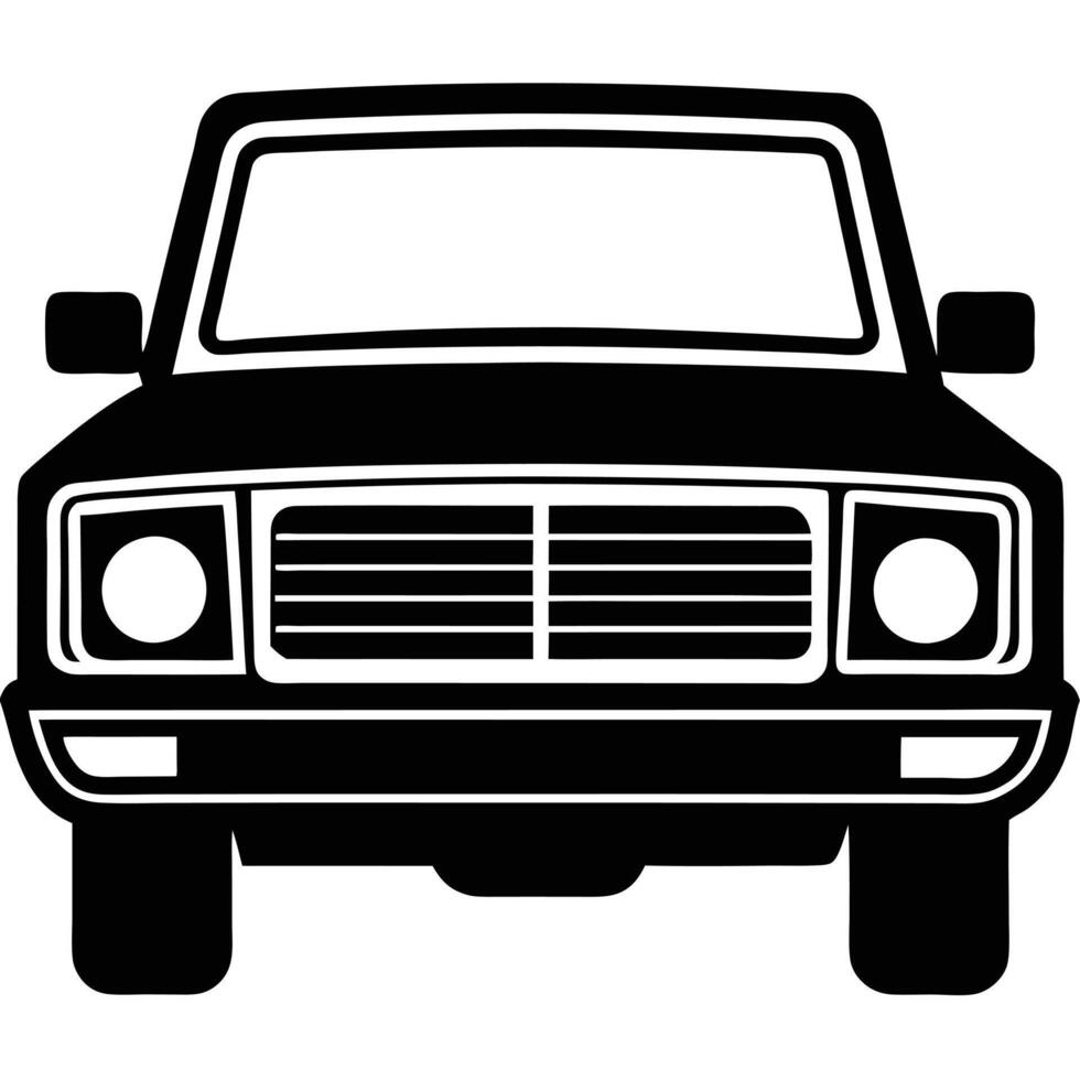 Pickup Truck Headlight Silhouette on White Background vector