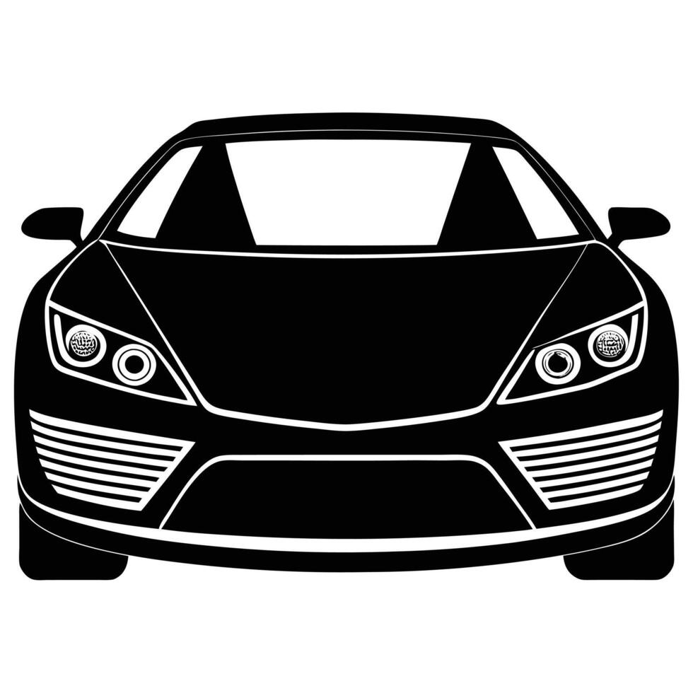 Luxury Car Front View Silhouette on White Background vector