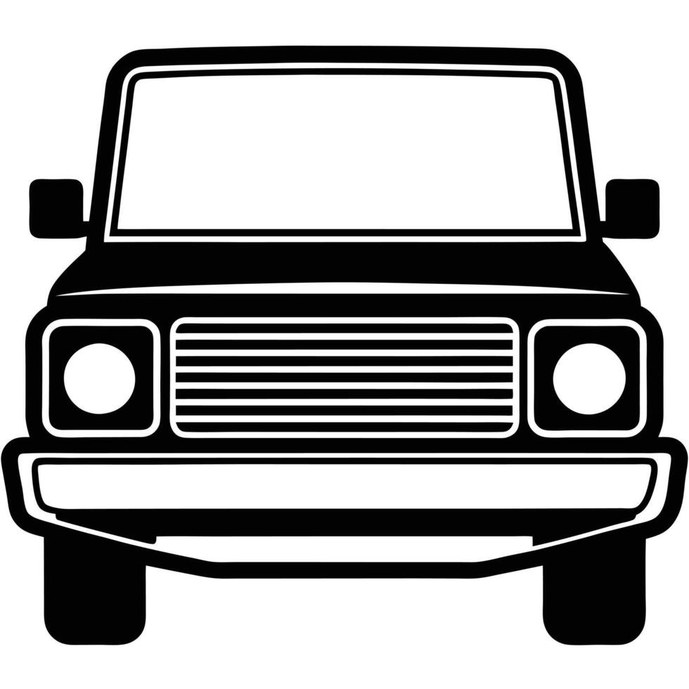 Pickup Truck Grill Silhouette on White Background vector