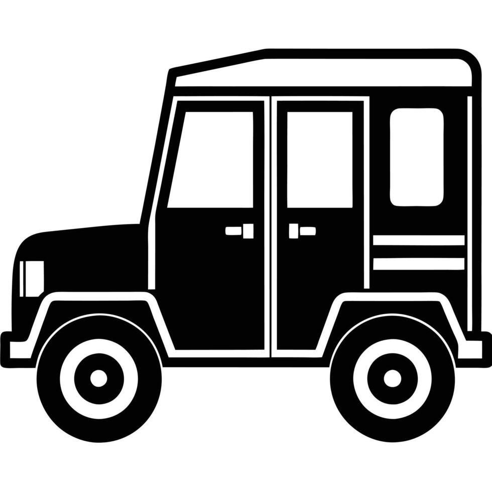 Off-Road Vehicle Door Silhouette on White Background vector