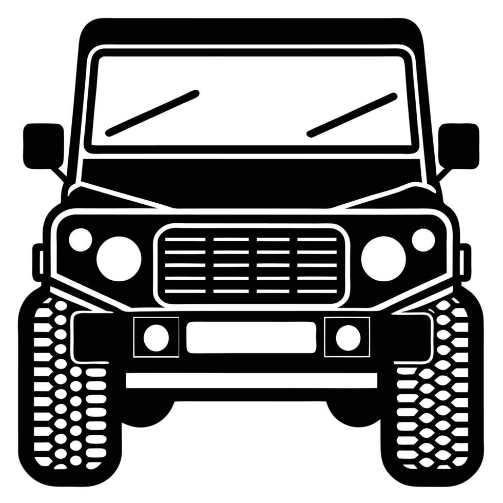 Off-Road Vehicle Front View Silhouette on White Background vector