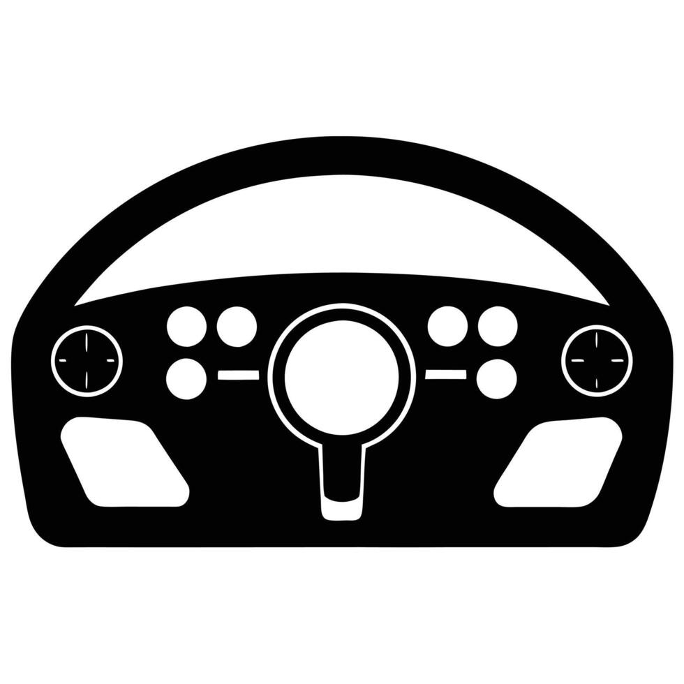 Sports Car Dashboard Silhouette on White Background vector