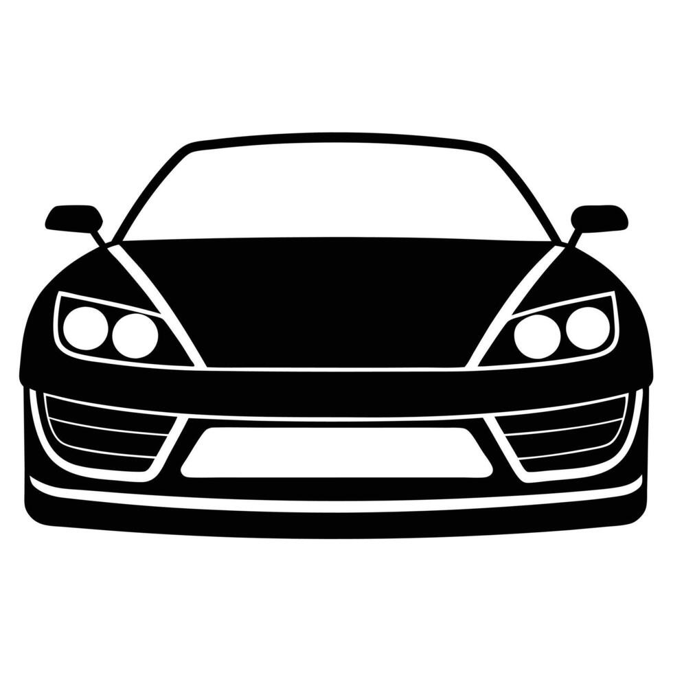 Racing Car Front View Silhouette on White Background vector