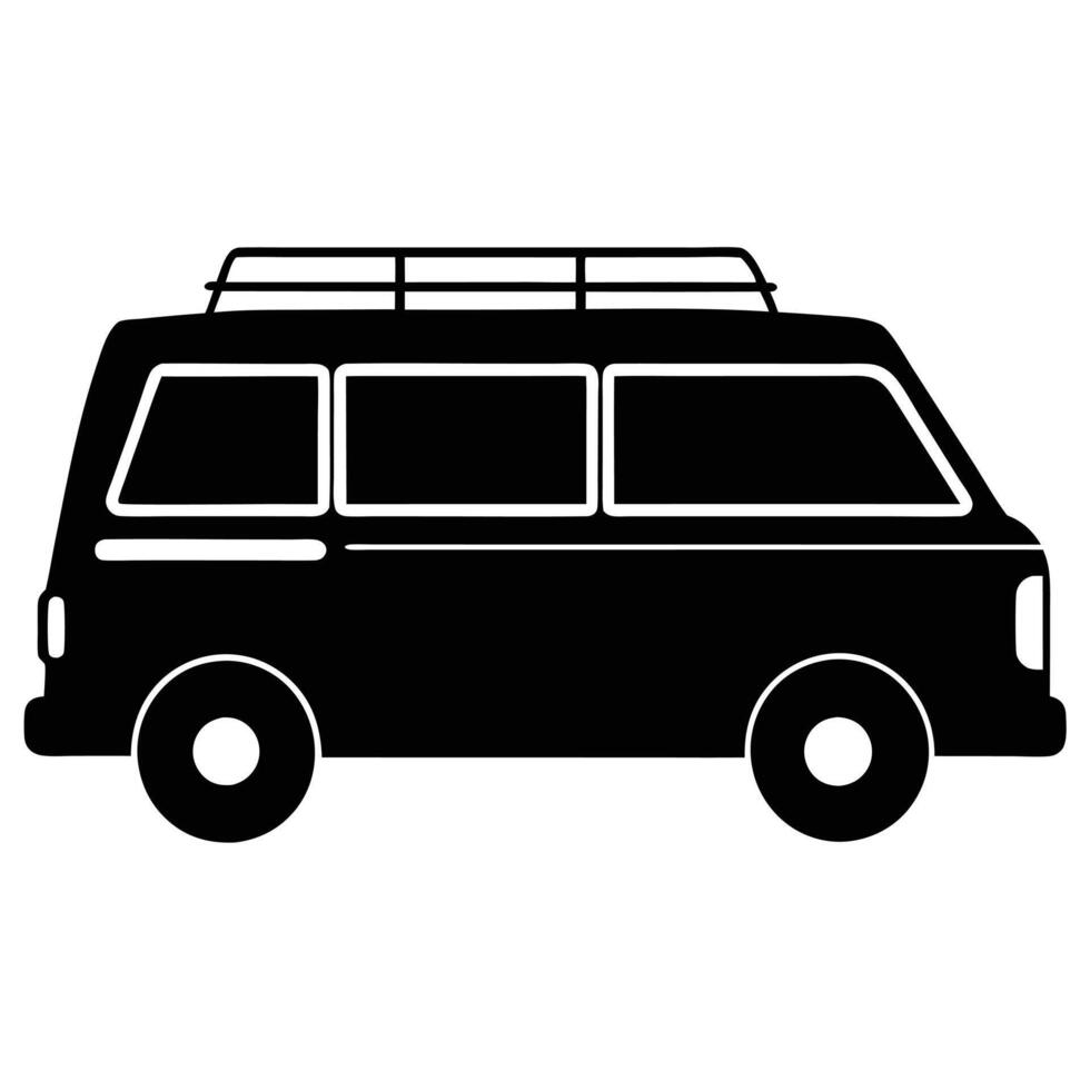 Mini Van Roof Silhouette on White Background vector