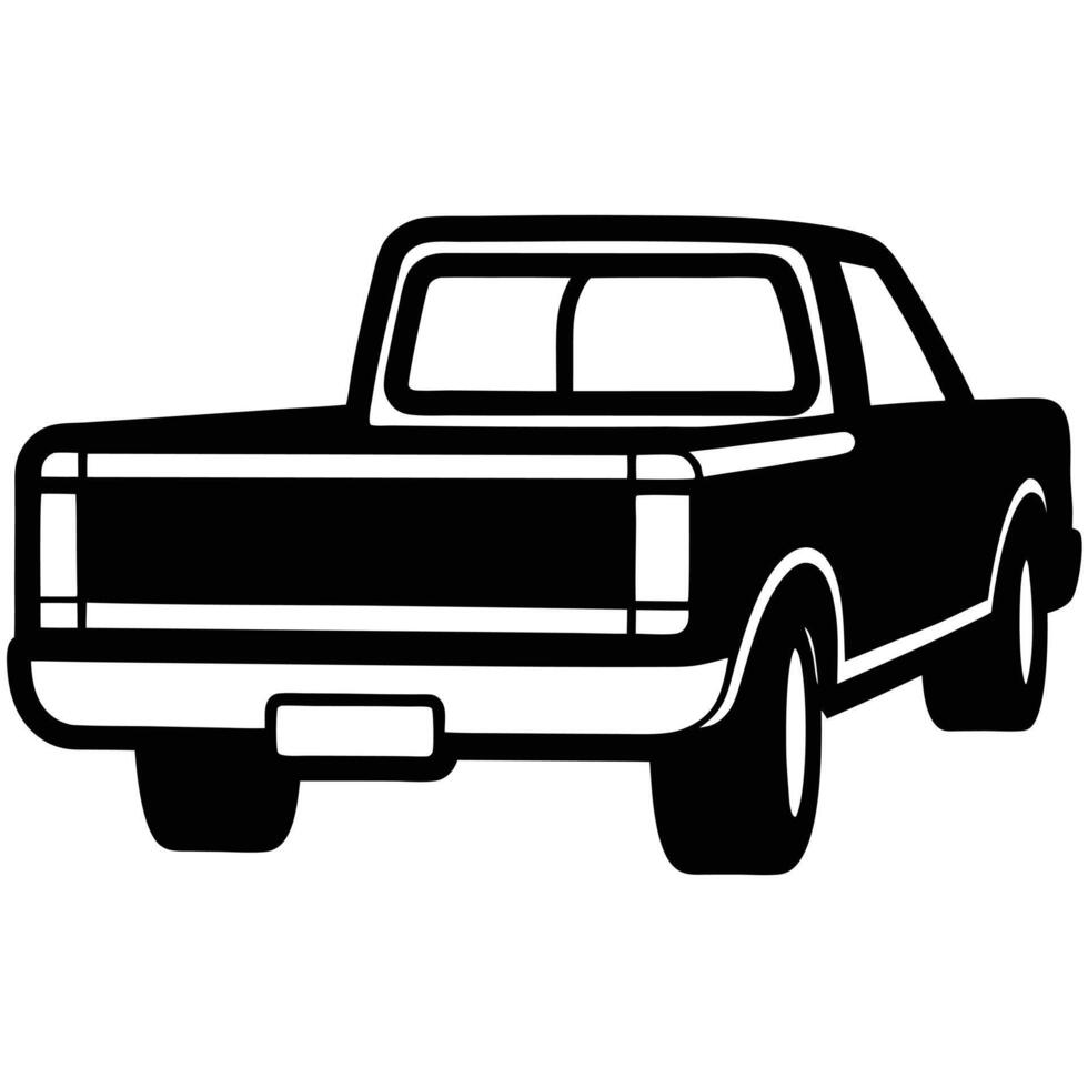 Pickup Truck Tailgate Silhouette on White Background vector