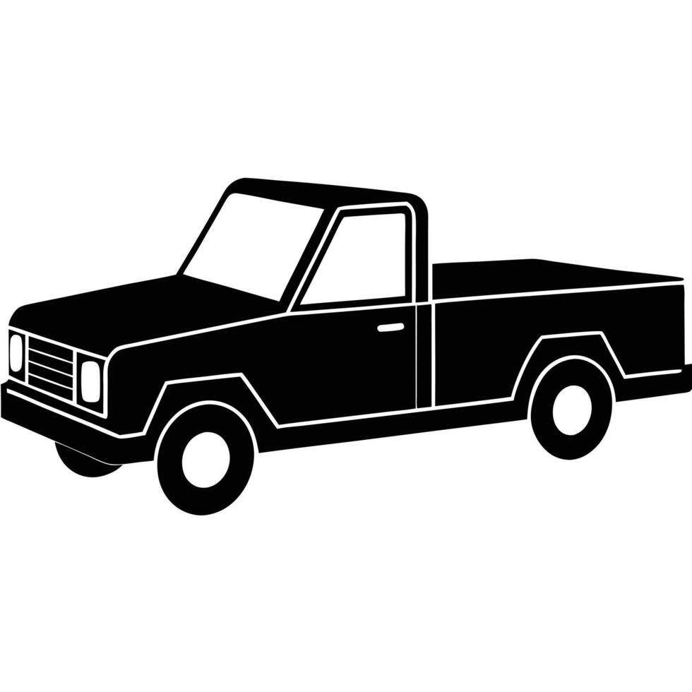 Pickup Truck Bed Silhouette on White Background vector