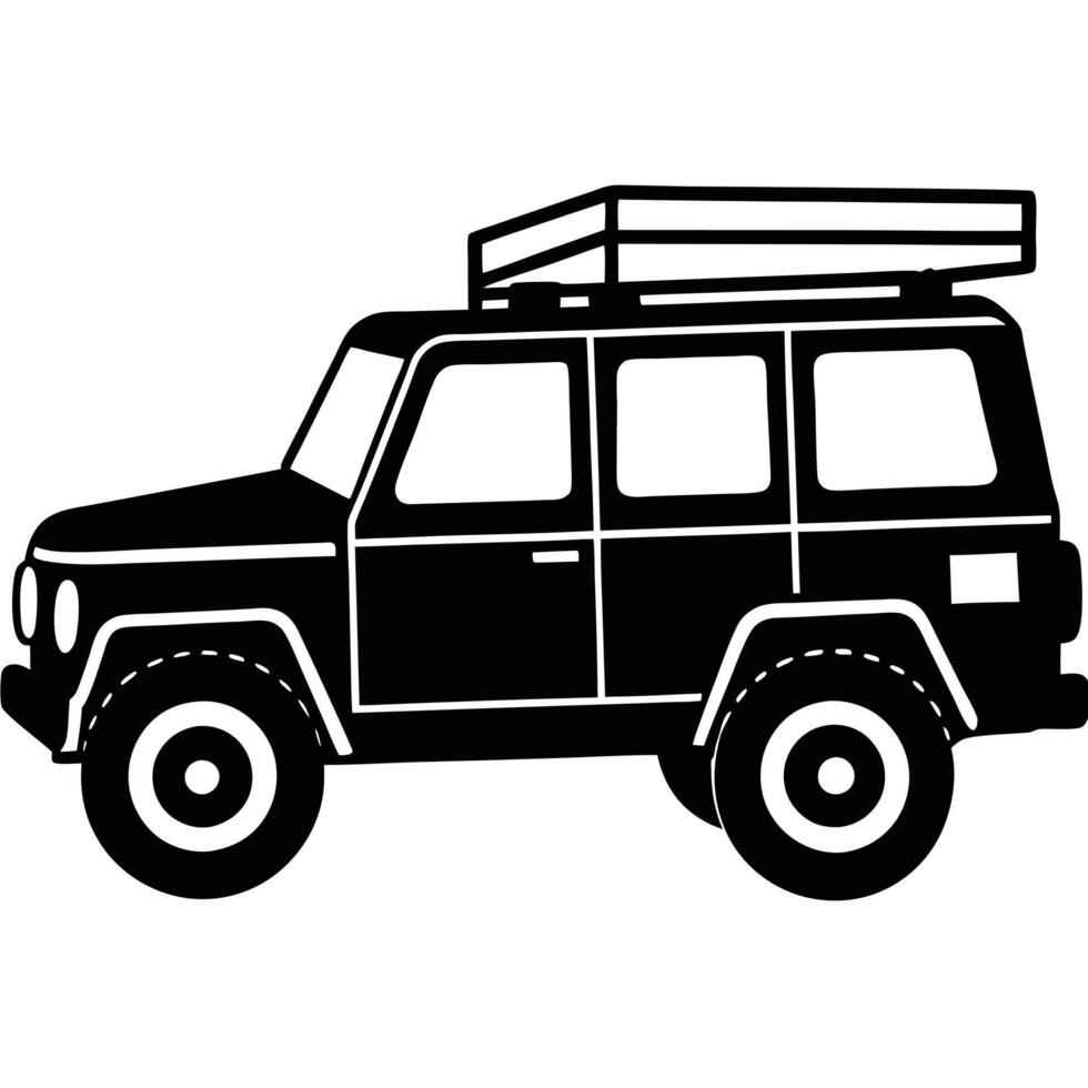 Off-Road Vehicle Roof Rack Silhouette on White Background vector
