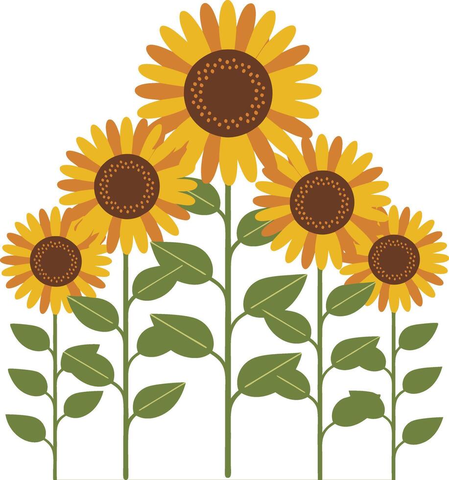 Bright Sunflower Illustration Nature Art Design Botanical Decor vector