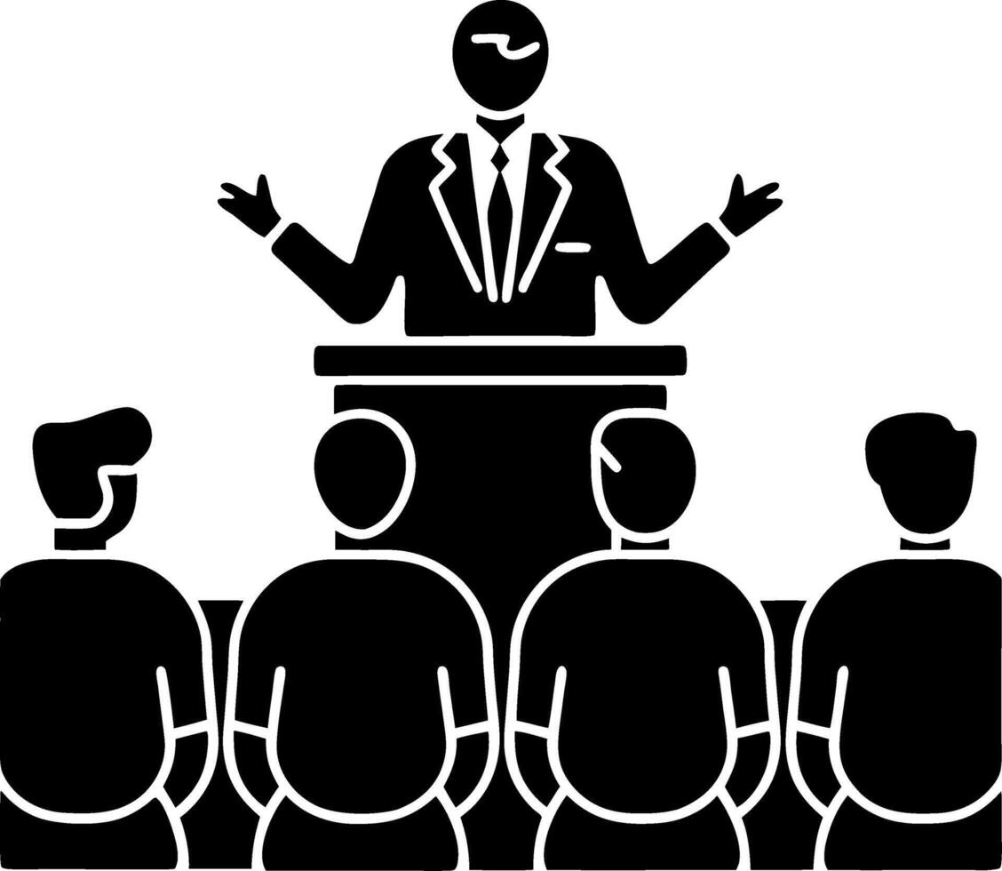 Business Presentation With Speaker Addressing Audience vector