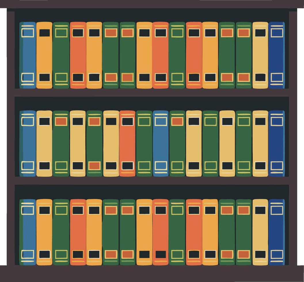 Colorful Bookshelf Illustration with Organized Library Books vector