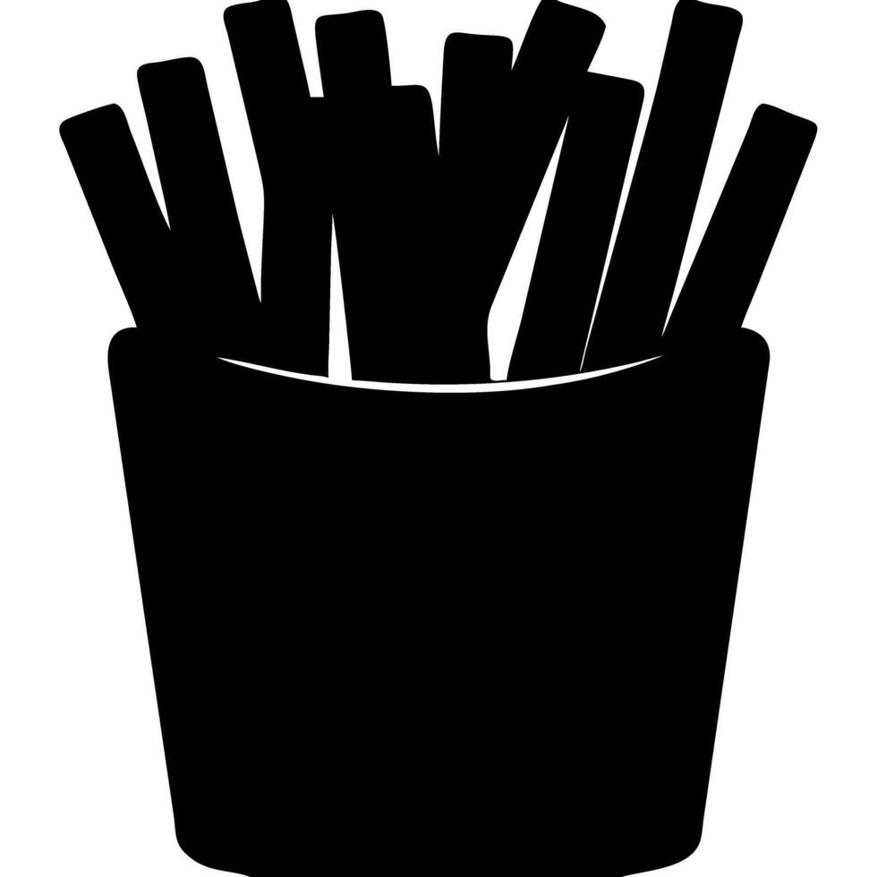 Illustration of French Fries in Black Silhouette Style for Food Design vector