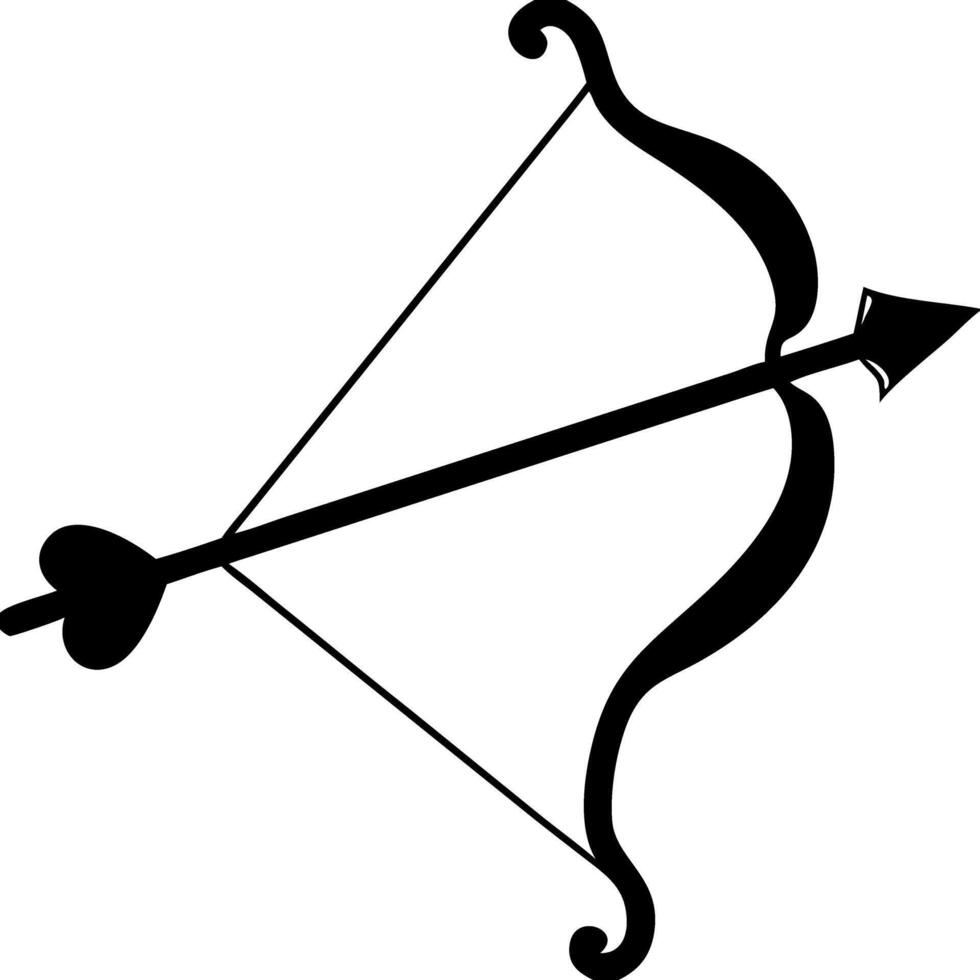 Silhouette of Cupid's Bow and Arrow Romantic Love Symbol vector