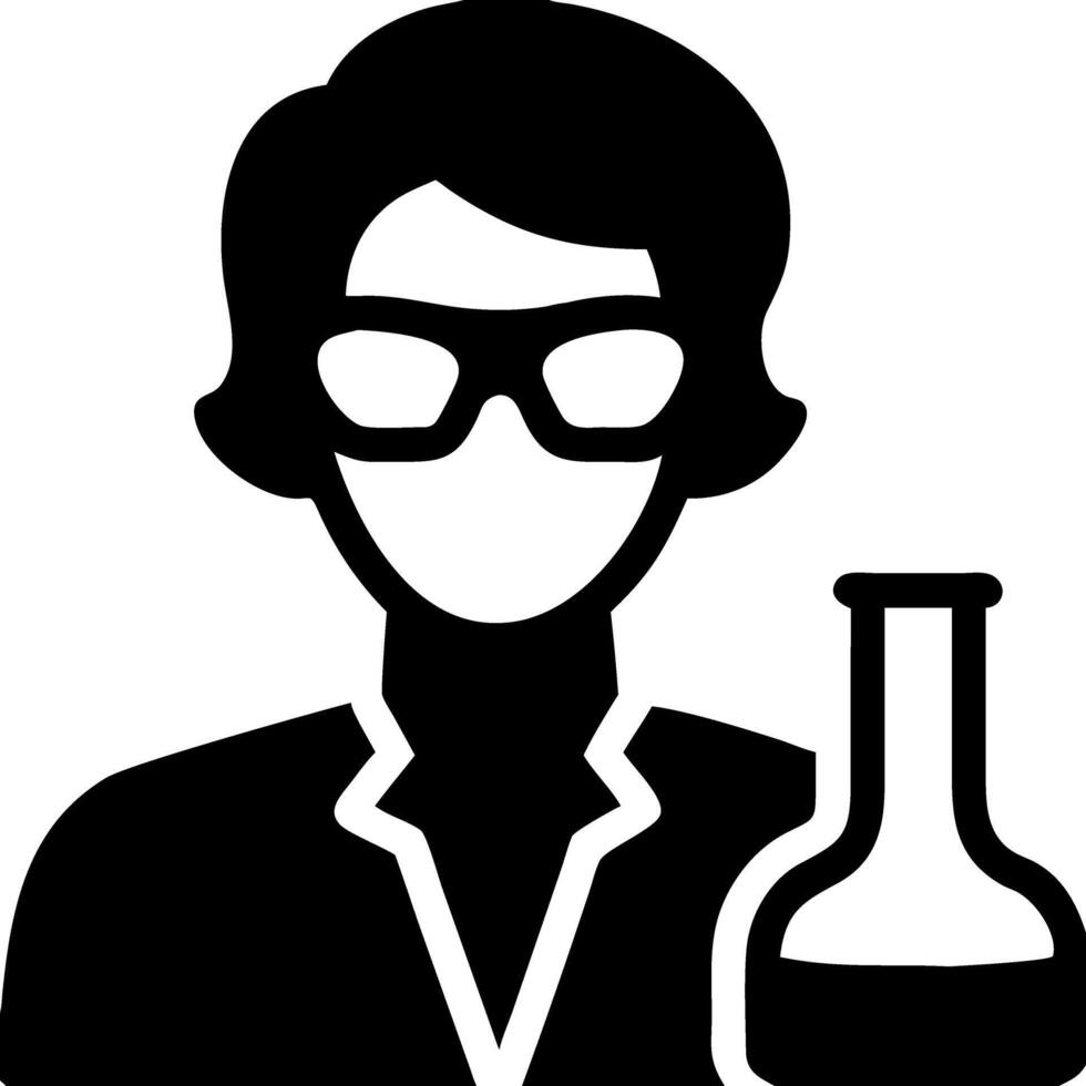 Scientist Woman Holding Lab Flask Chemistry Symbol Professional Avatar vector