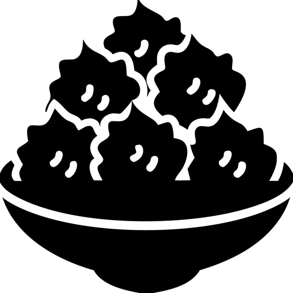 Illustration of Bowl with Cream Puffs or Pastries Simple Black Silhouette Design vector